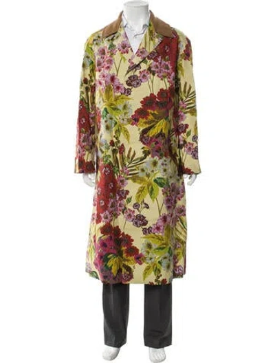 Pre-owned Gucci Floral Print Trench Coat W/ Tags In Neutral