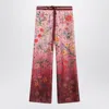 Gucci Floral Print Wide Leg Trousers With Elastic Waistband In Gold