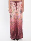 Gucci Floral Print Wide Leg Trousers With Elastic Waistband In Gold