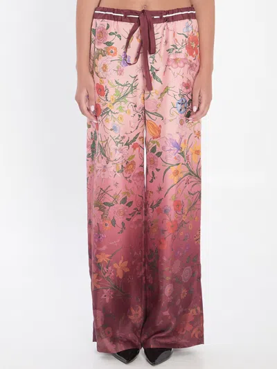 Gucci Floral Print Trousers With Drawstring In Multi