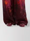 Gucci Floral Print Wide Leg Trousers With Elastic Waistband In Gold