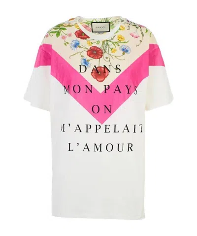 Gucci Floral Printed T-shirt In White