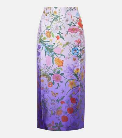 Gucci Floral Silk Midi Skirt
