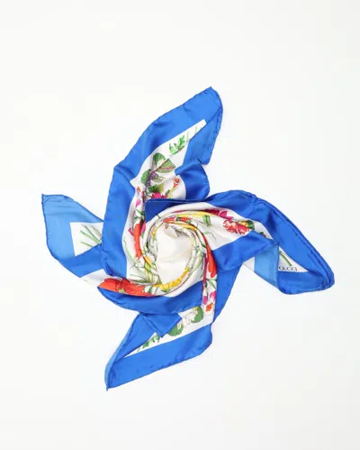 Gucci Floral Silk Scarf In Blue