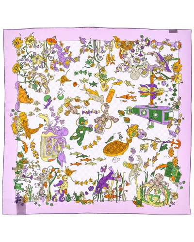 Gucci Floral Silk Scarf In Purple