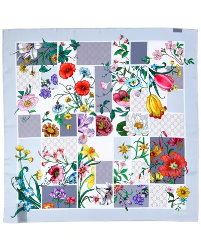 Gucci Floral Silk Scarf In Multi