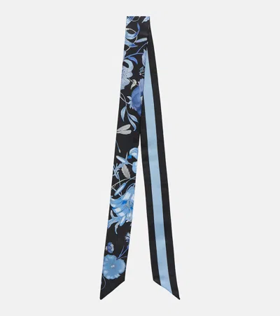 Gucci Floral Silk Scarf In Blue