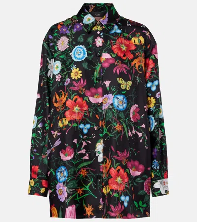 Gucci Floral Silk Twill Blouse In Multi