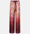 Gucci Floral Print Wide Leg Trousers With Elastic Waistband In Gold