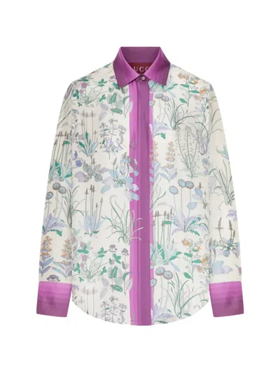 Gucci Women Printed Silk Twill Shirt In Purple