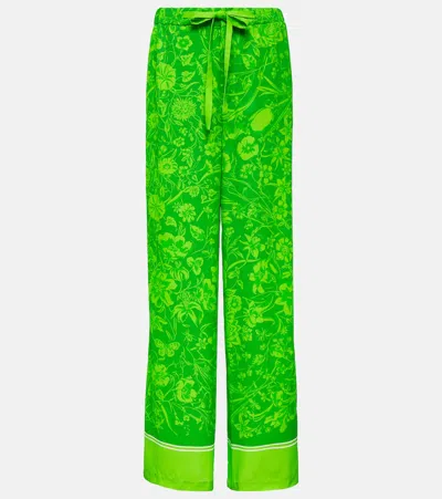 Gucci 花卉阔腿裤 In Green