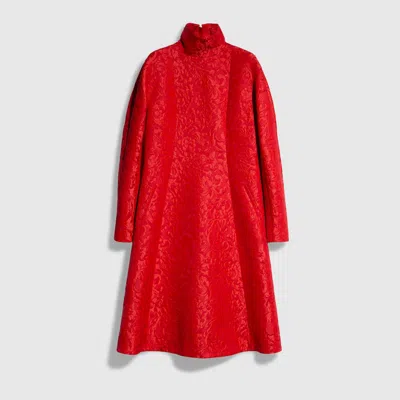 Gucci Floral Wool Brocade Dress In Red