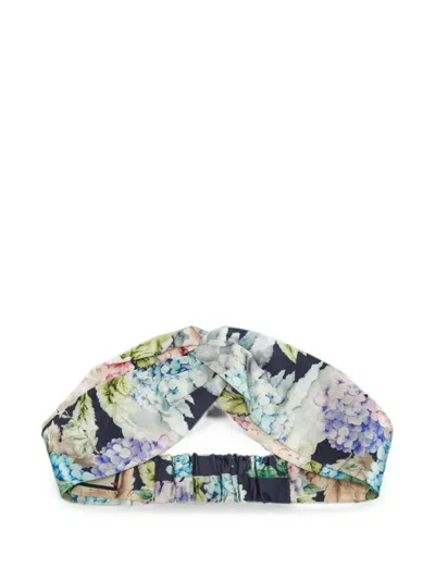 Pre-owned Gucci Floral-print Headband In Blue
