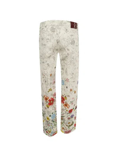 Pre-owned Gucci Floral-print Jeans In Neutrals