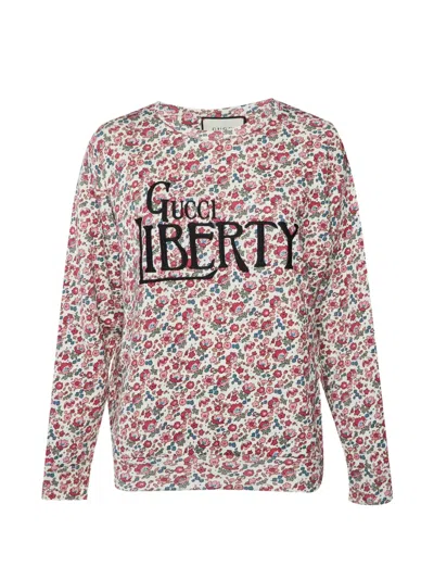 Pre-owned Gucci Floral-print Liberty Sweater In White