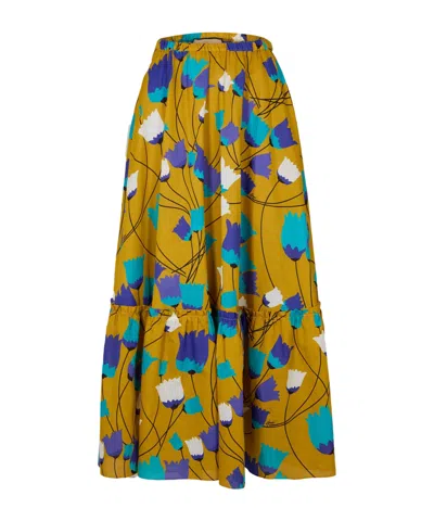 Gucci Floralprint Maxi Skirt In Brown