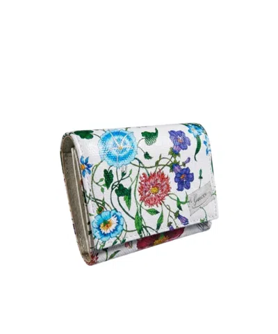 Gucci Flora-motif Bi-fold Card Case In White