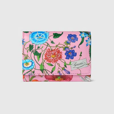 Gucci Flora-motif Bi-fold Card Case In White
