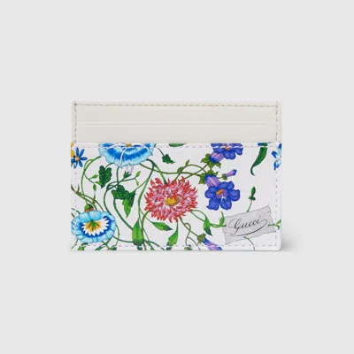 Gucci Flora-motif Card Case In White
