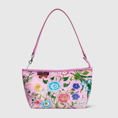 Gucci Flora-motif Small Pouch With Strap In Multi