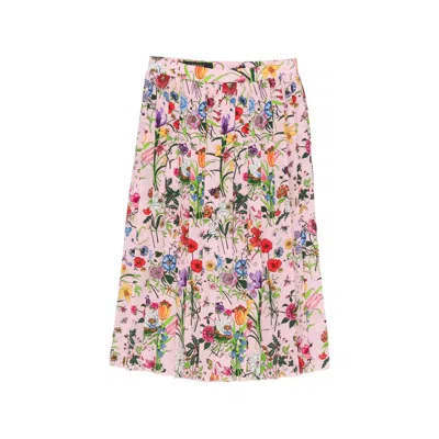Gucci Flora-print Pleated Midi Skirt In Neutral