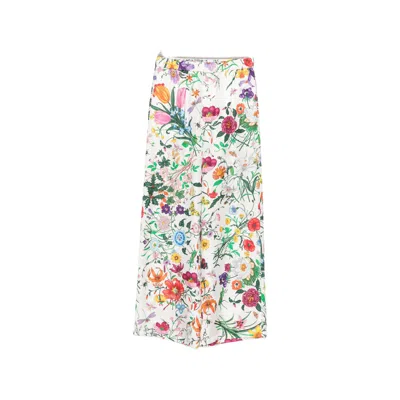 Gucci Flora-print Silk Palazzo Pants In Multi