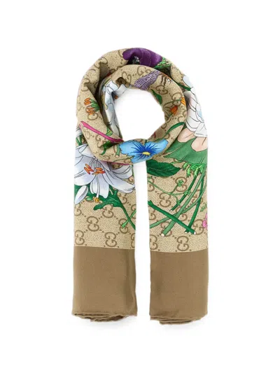 Gucci Flora-print Silk Scarf In Multi