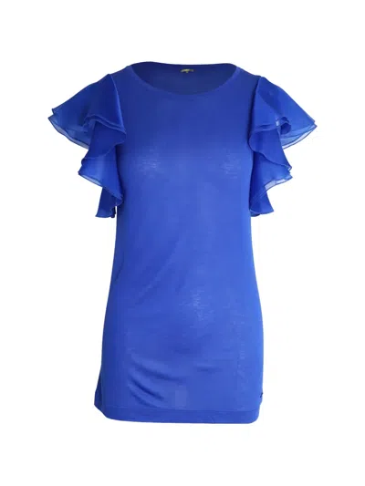 Pre-owned Gucci Flounced Sleeve Top In Blue