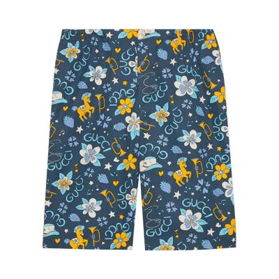Pre-owned Gucci Flower And Pony Shorts 'blue' | Men's Size 50