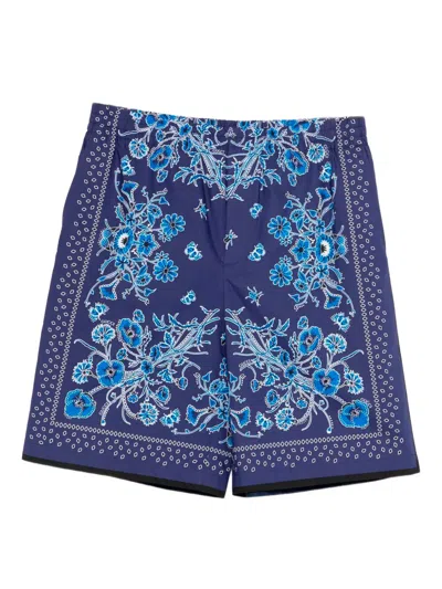Gucci `flower Bandana Mini` Short Pants In Blue
