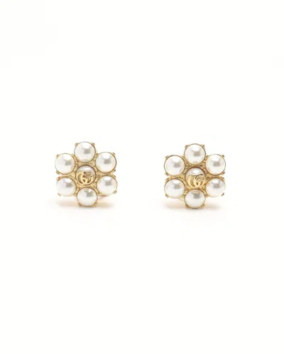 Gucci Flower Pearl Clip-on Earrings In Multi