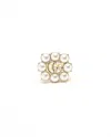 Gucci Flower Pearl Ring, Size 51 In Gold