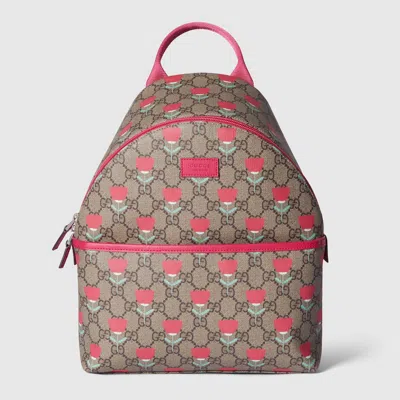 Gucci Kids' Flower Print Backpack In Beige