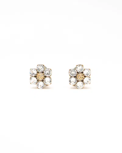 Gucci Flower Rhinestone Clip-on Earrings In Multi