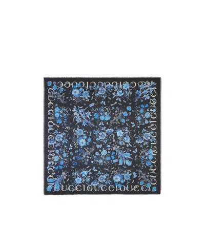 Gucci Flower Scarf In Black