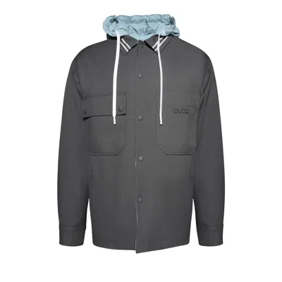 Pre-owned Gucci Fluid Drill Jacket 'steel' | Grey | Men's Size 54 In Gray
