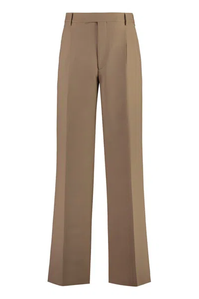 Gucci Fluid Drill Trousers In Brown