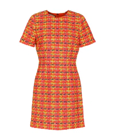 Gucci Fluorescent Lamé Tweed Mini Dress In Red