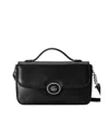 Gucci Foldover-top Leather Shoulder Bag In Black