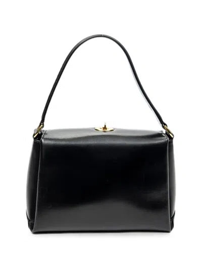 Pre-owned Gucci Fold-over Top-handle Tote Bag In Black