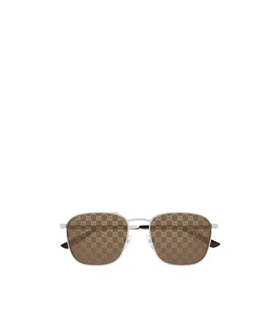 Gucci Frame Sunglasses In Matte Silver