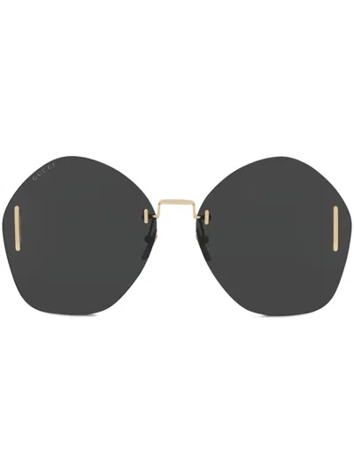 Gucci Frameless Logo-engraved Sunglasses In Gold