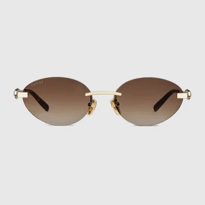 Gucci Frameless Oval Sunglasses In Gold