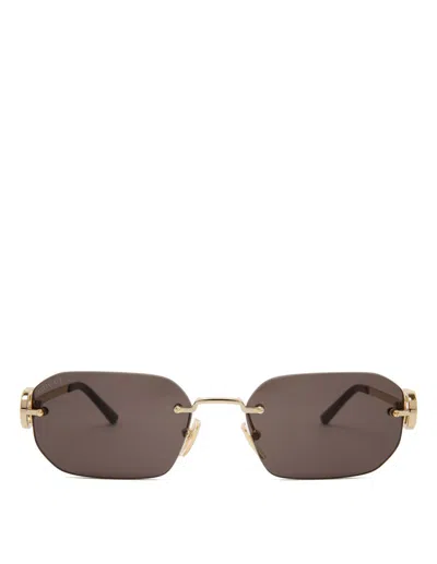 Gucci Frameless Sunglasses With Interlocking G Cut-out Temples And Adjustable Nosepads In Oro