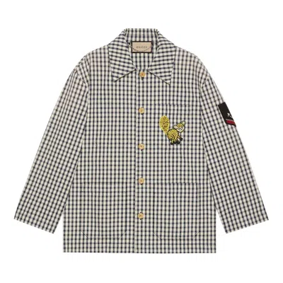 Pre-owned Gucci Freya Hartas Patch Gingham Jacket 'white/blue' | Multi-color | Men's Size 44