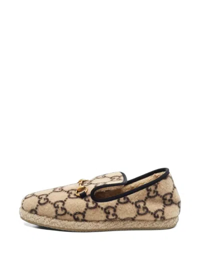 Pre-owned Gucci Fria Gg Horsebit Loafers In Neutrals