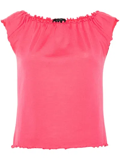 Pre-owned Gucci Frill Wool Top In Pink