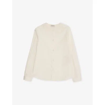 Gucci Kids' Frilled-trim Stretch-cotton Shirt 4-12 Years Soft Whit In Neutral