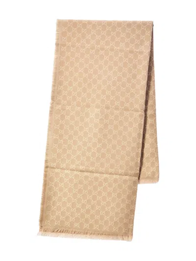 Gucci Fringed-detail Shawl In Neutral