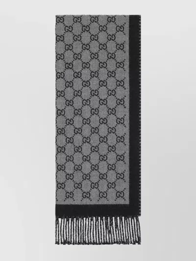 Gucci Fringed Edges Reversible Scarves Collection In Black